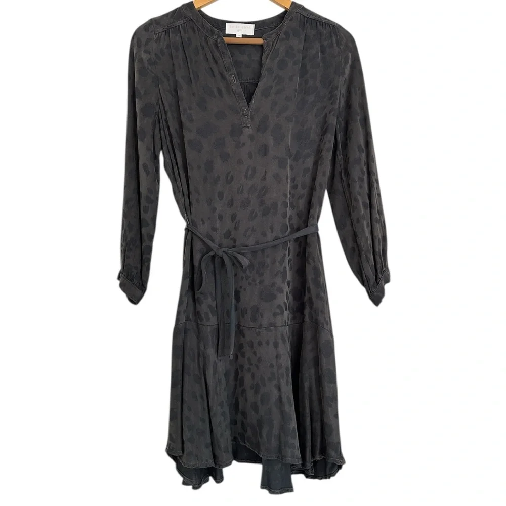 Bella Dahl Girls Leopard Print Charcoal Dress Girls Size 14